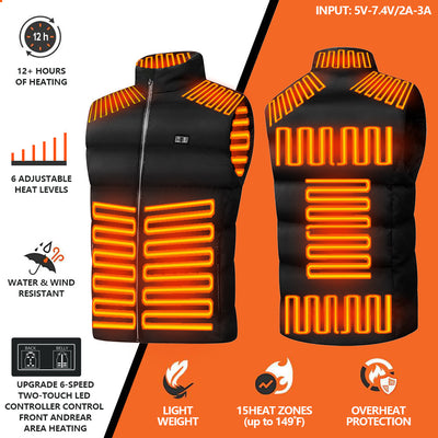 Warmer Pro™ | 2024 Two-Touch 15 Heat Settings LED-Controlled Heated Vest