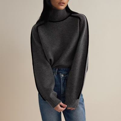 Elyse™ | Luxurious Turtleneck with Contrast Details