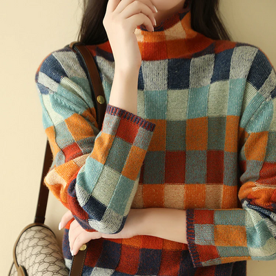 Adalyn™ | Colourful Patchwork Turtleneck Sweater